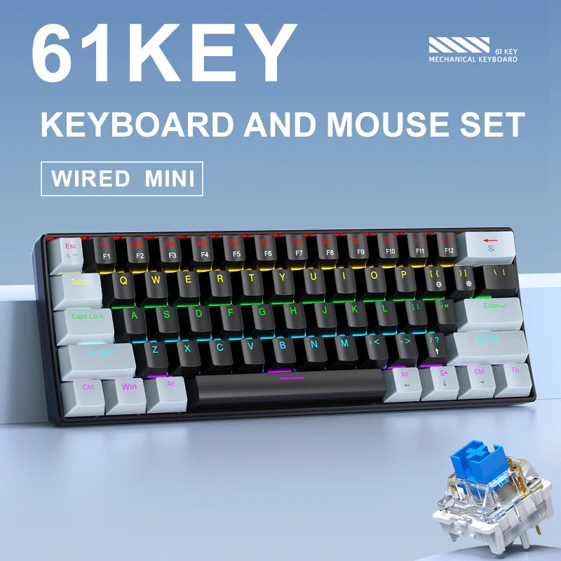 Keyboard,Black/White Red/Blue Mechanical Switch 60%
