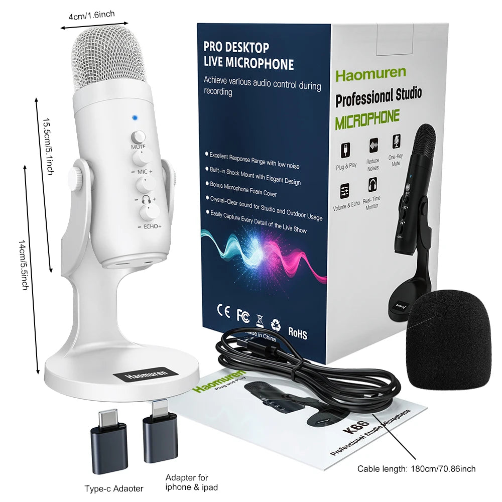 Professional White Microphone